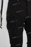 Black embroidered straight boot cut jeans