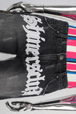 Black embroidered damaged shorts