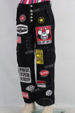 Black patchwork cargo straight jeans