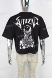 Black oversize digital print T shirt men