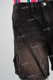 Acid washed patchwork short