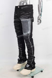 Black embroidery patchwork damaged jeans