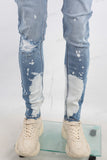Blue tie dye damaged jeans