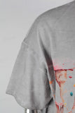 Grey oversize digital print t shirt
