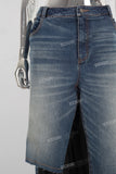 Women black patchwork denim skirt