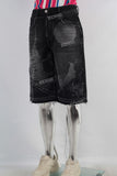 Black damaged patchwork laser shorts