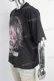 Black heavyweight digital print t shirt