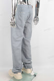 Blue baggy straight jeans men