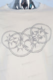 Yellow screen orint jewel on the patch raw hem t shirt