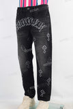 Black acid washed laser jeans