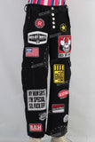 Black patchwork cargo straight jeans