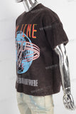 Black acid washed digital print t shirt