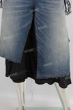 Women black patchwork denim skirt