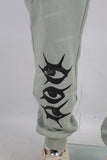 Green digital print cargo pants
