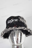 Black digital print patchwork paint splatters T shirt and  hat