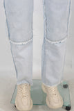 Blue distressed carpenter double knee jeans