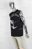 Black digital print sleeveless t shirt