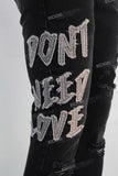 Black patchwork damaged skinny jeans