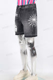 Black digital print boot cut short