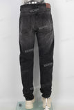 Black straight leg tie jeans men