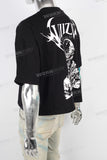 Black oversize digital print T shirt men