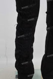 Black embroidered straight boot cut jeans