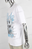 White heavyweight blue digital print t shirt