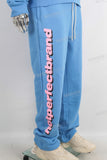 Blue digital print hoodie and pants set