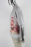 Grey oversize digital print t shirt