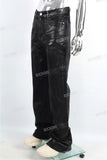Customized Denim Trousers Men Black Waxed Baggy Jeans Fashion Streetwear