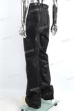 Customized Denim Trousers Men Black Waxed Baggy Jeans Fashion Streetwear