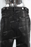 Customized Denim Trousers Men Black Waxed Baggy Jeans Fashion Streetwear