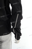 Men Black Cotton Double Hooded Full Face Zip Up Hoodie Custom