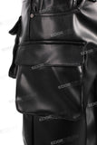 Factory Custom Men Black Multi Pocket Leather Cargo Pants