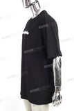 Custom Print Logo Screen Printing Cotton Black Oversize Men T Shirt