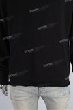 Wholesale Men Hooded Plain Blank Black Raw Hem Cut Pullover Hoodies With Pocket