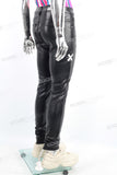 Men Fahsion Streetwear Motorcycle Black Skinny Leather Pants