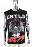 Custom Plus Size Round Neck Digital Printed Men Black Sleeveless T Shirt