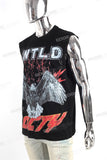 Custom Plus Size Round Neck Digital Printed Men Black Sleeveless T Shirt