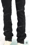 High Quality Men Fashion Stree Wear Custom Black Stacked Flare Jeans
