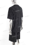 Wholesale Custom Embossing Men Black Cotton T Shrts And Shorts Set