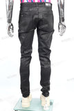 High Quality Men Black Skinny Waxed Denim Jeans Pants