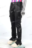 Men Black Waxed Stacked Cargo Jeans Custom Wholesale
