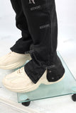 Men Black Waxed Stacked Cargo Jeans Custom Wholesale
