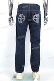 Custom Logo Men Blue Ripped Embroidery Patch Jeans