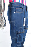 Low MOQ Customized Men Blue Streetweat Cargo Skinny Flare Jeans Pants
