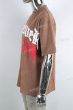 Men Short Sleeve Shirts Oversized Cotton Puff Print T Shirt