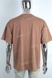 Men Short Sleeve Shirts Oversized Cotton Puff Print T Shirt
