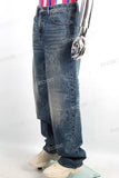 Wholesale Digit Print Denim Trousers Men Distressed Baggy Jeans Pants