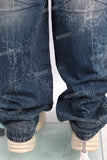 Wholesale Digit Print Denim Trousers Men Distressed Baggy Jeans Pants